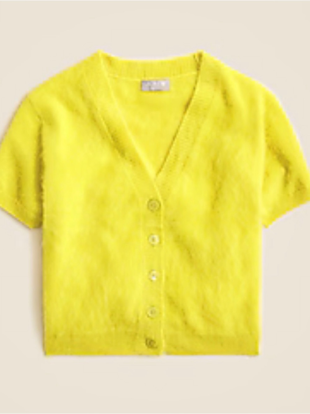 J. Crew Brushed Cashmere Short-Sleeve Cardigan in Burnished Chartreuse